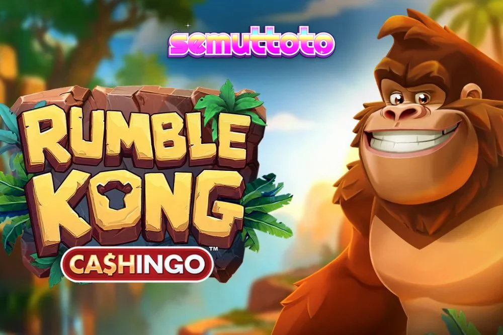 Tampilan visual slot Rumble Kong CASHINGO dengan tema hutan yang cerah